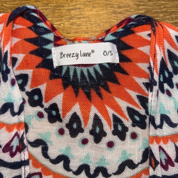 BREEZY LANE One size Kimono in paisley print in purple, blue and orange shades - Picture 7 of 9